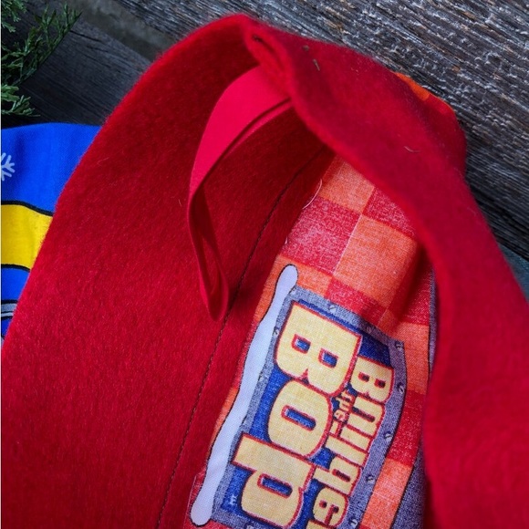 Bob the Builder Handmade large Christmas stocking Yellow scoop bucket upcycled💙 - Picture 8 of 11